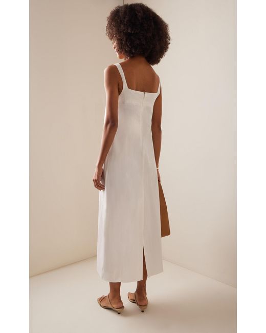 Loulou Studio White Sleeveless Organic Cotton Poplin Maxi Dress