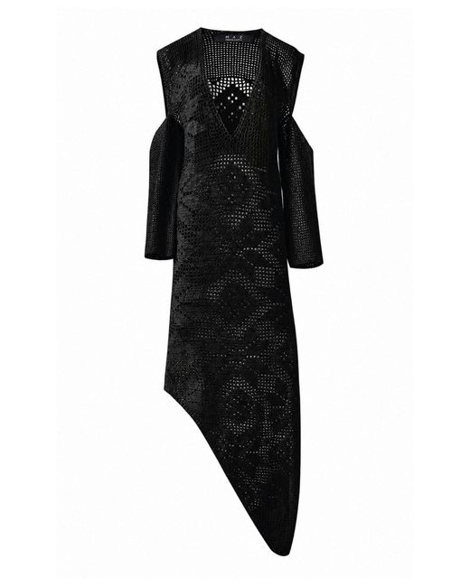 MAZ Manuela Álvarez Black Fdv Cotton Crochet Midi Dress