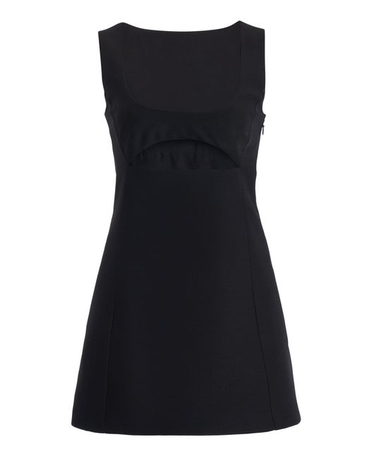 Valentino Garavani Black Cutout Silk-wool Crepe Mini Dress