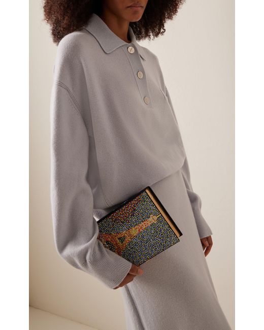 Olympia Le-Tan Black The Eiffel Tower Seurat Book Clutch