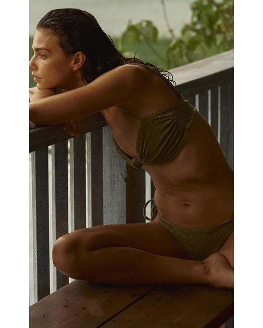 Johanna Ortiz Green Iquitos Glittered Side-tie Triangle Bikini Bottom