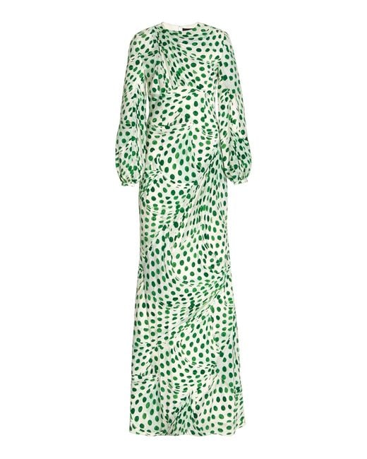 Brandon Maxwell White Audrey Polka-dot Silk-blend Maxi Dress