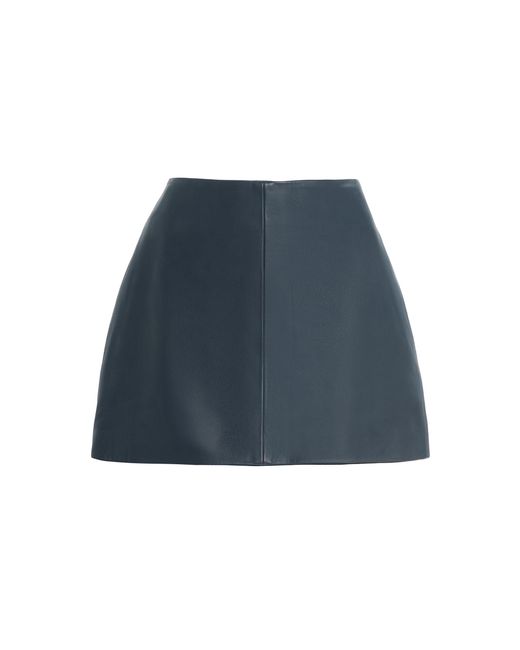 St. Agni Blue Exclusive Leather Mini Skirt