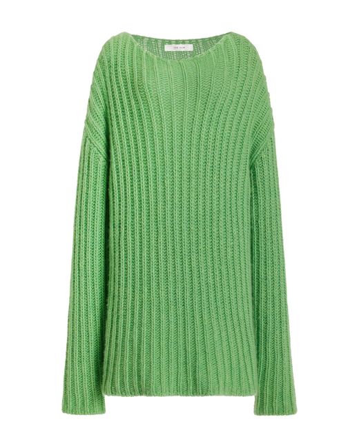 The Row Green Marnie Oversized Knit Cashmere Sweater