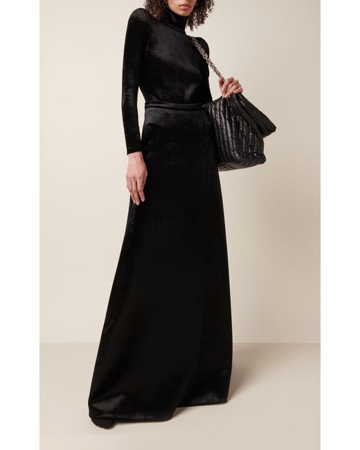 Balenciaga Black Velvet Maxi Skirt