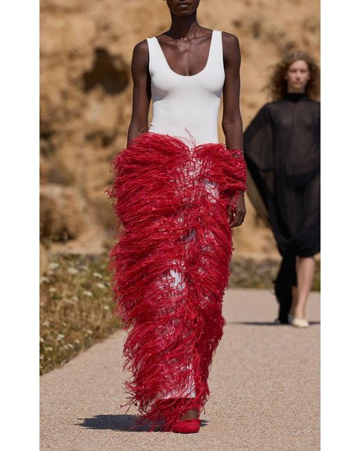 Jacquemus Red The Grenadine Fringed Maxi Dress