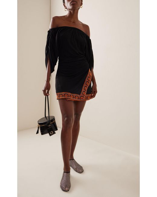 Rabanne Black Off-the-shoulder Jersey Mini Dress