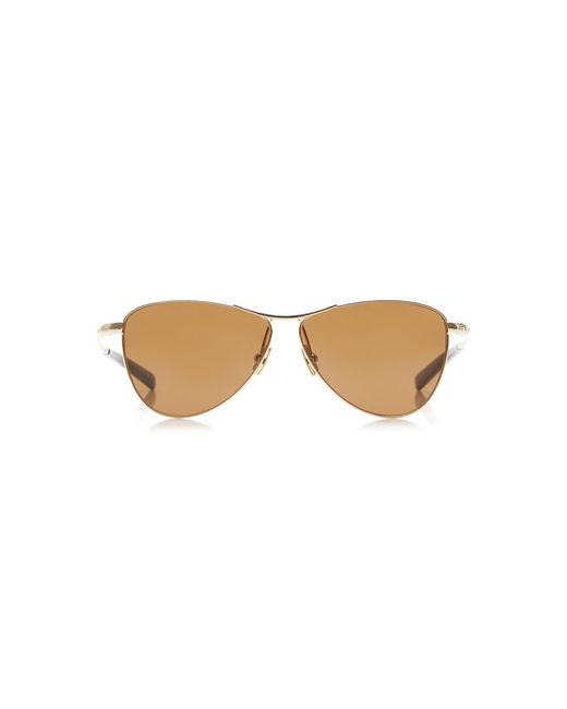 Saint Laurent White Aviator-Frame Metal Sunglasses