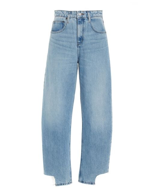 FRAME Blue Rigid High-rise Long Barrel-leg Jeans