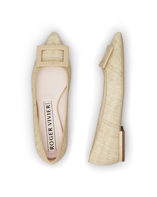 Roger Vivier Natural Gommettine Woven Piping Flats