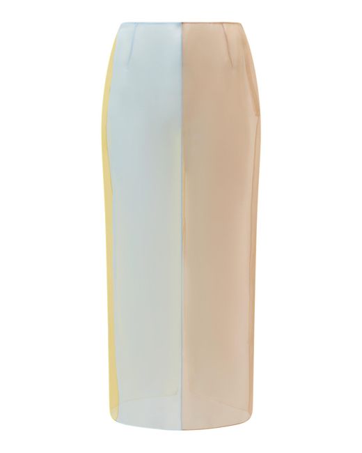 Gabriela Hearst White Mordant Color-Block Silk Maxi Skirt