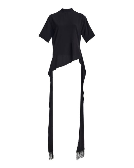 Brandon Maxwell Black The Winnie Tie-Detailed Jersey T-Shirt