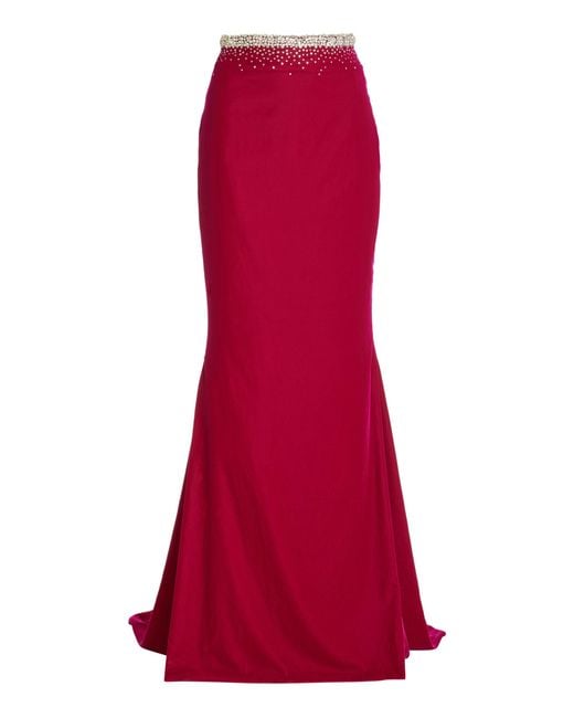 Miss Sohee Gemma Embellished Velvet Skirt in Red Lyst UK