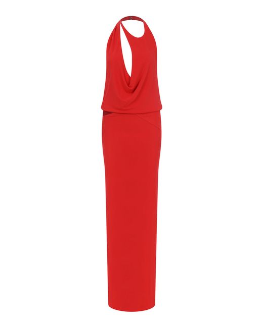 ILA THE BRAND Red Anya Draped Cutout Jersey Maxi Dress