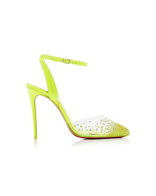 Christian Louboutin Yellow Spikaqueen 100mm Leather And Pvc Pumps