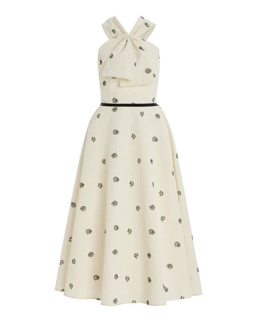 Rosie Assoulin Natural Jacquard Midi Dress
