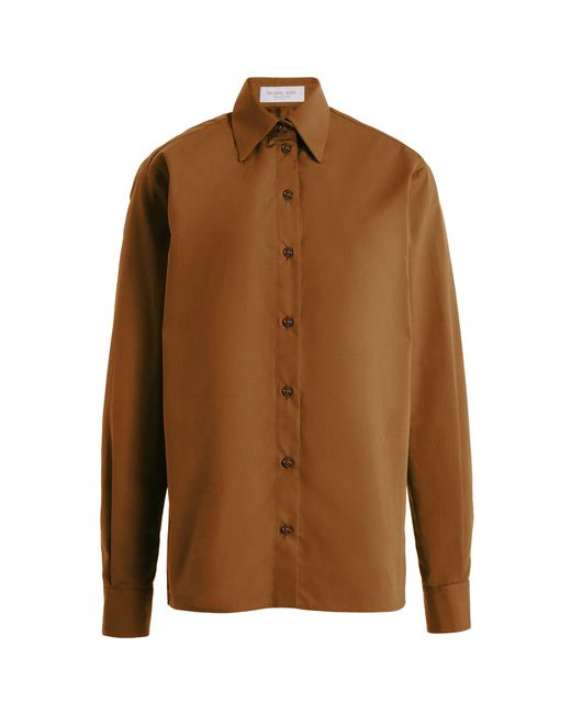 Michael Kors Brown Katia Button-Down Cotton Shirt