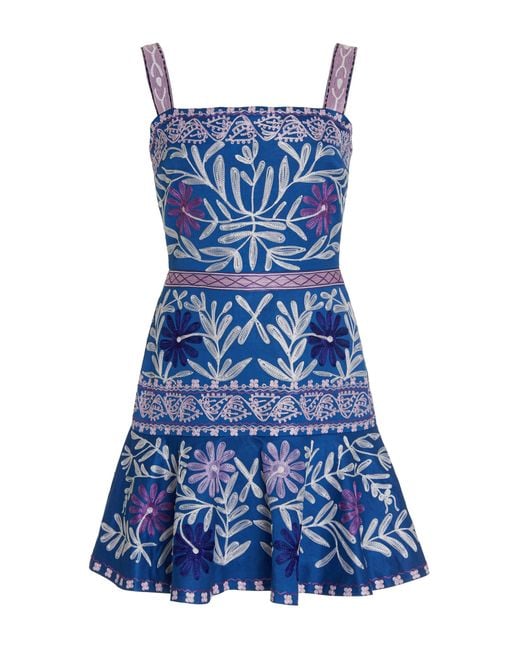 Alexis Blue Venise Embroidered Woven Mini Dress