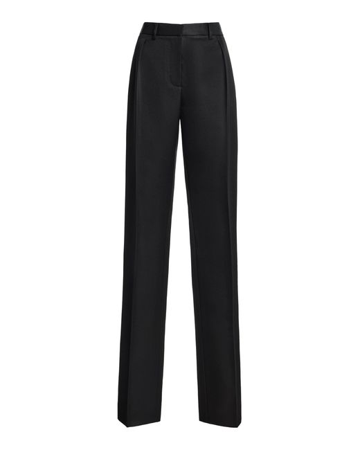 Brandon Maxwell Black Irving Wool-Silk Trousers