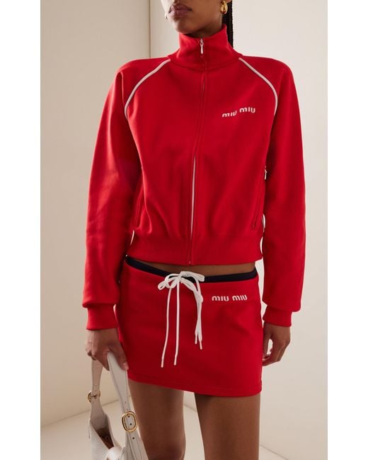 Miu Miu Nylon Track Jacket in Red | Lyst Miu Miu Nylon Track Jacket in Red | Lyst