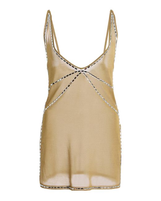 Altuzarra Natural Malone Embellished Chiffon Top