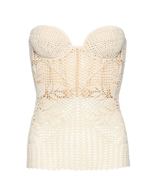 Magda Butrym Natural Crocheted Corset Cotton Top
