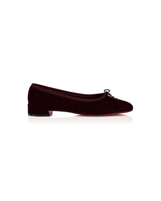Christian Louboutin Brown Sweetie Jane Velvet Leather Flats