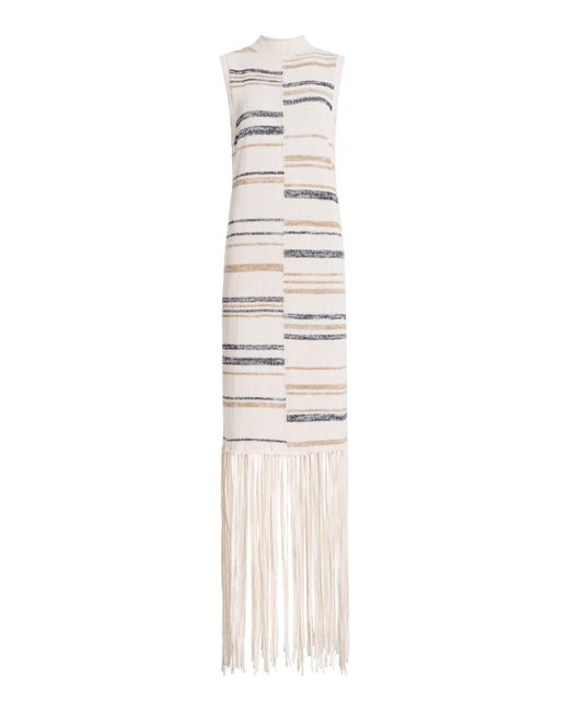 Twp White Fringed Maxi Dress