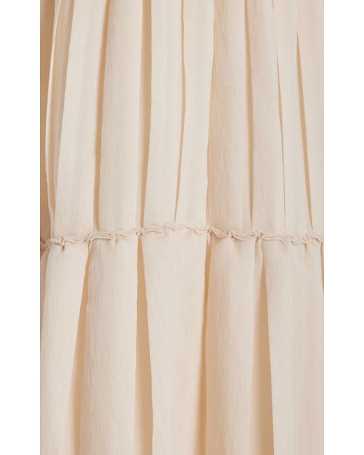 Jonathan Simkhai Natural Delania Pleated Cotton Maxi Dress