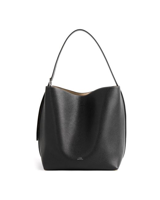 Totême Black Medium Belted Grained-Leather Tote Bag