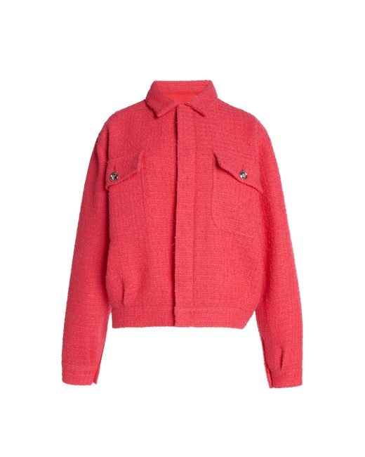 Giambattista Valli Red Relaxed Bouclé Jacket
