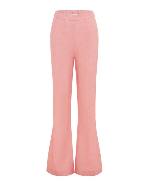 Posse Pink Exclusive Tia Flared Linen Trousers