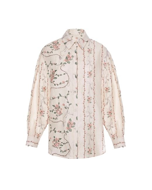 Agua Bendita White Cecilia Navegante Linen Shirt
