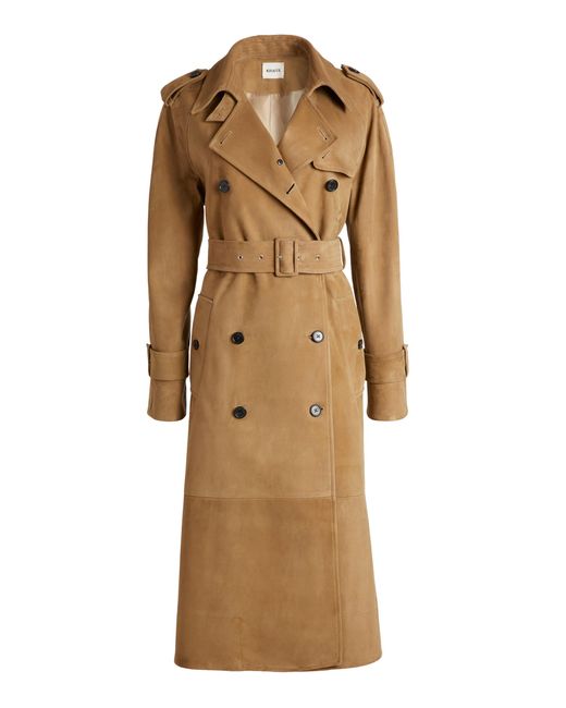 Khaite Selly Suede Trench Coat in Natural | Lyst UK