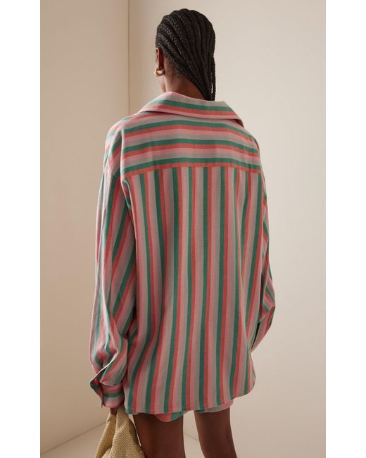 Marrakshi Life Pink Exclusive Riviera Striped Cotton Shirt