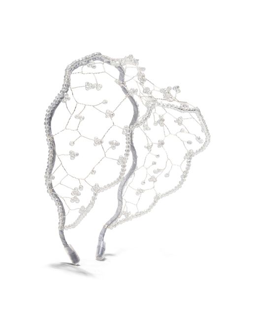 Emm Kuo White Crystal-Embellished Satin Headband