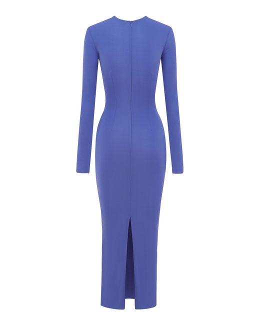 Alex Perry Blue Wrap-front Draped Jersey Midi Dress