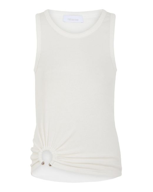 Rabanne White Ring-gathered Stretch-cotton Tank Top