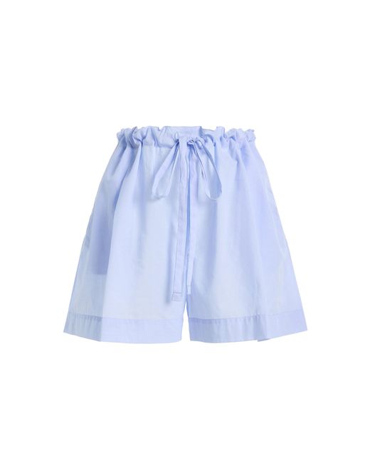 Another Tomorrow Blue Drawstring Cotton Shorts