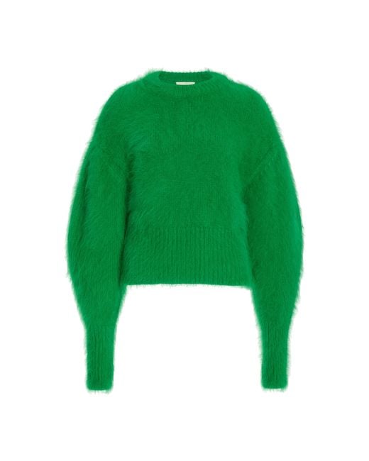 Ulla Johnson Green Emira Fuzzy Angora-blend Knit Sweater