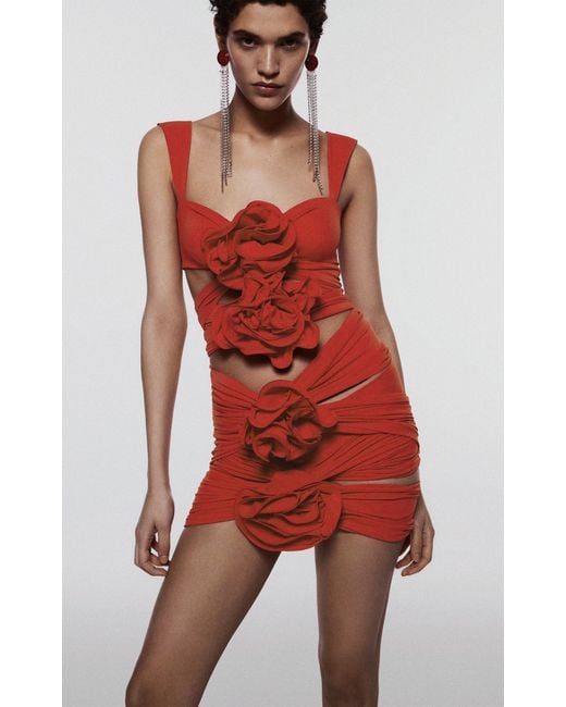 Magda Butrym Floral-detailed Mini Dress in Red | Lyst