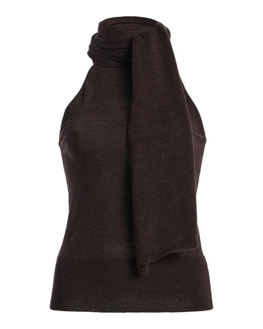 DL1961 Black Bow Tie Merino Wool Knit Top