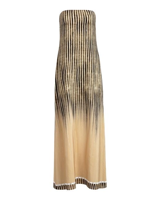 Silvia Tcherassi Natural Lirit Silk Maxi Dress