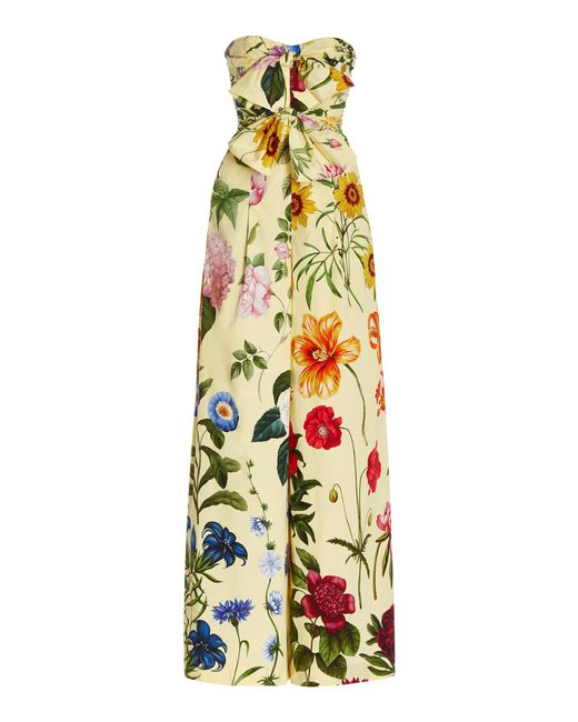 Oscar de la Renta Multicolor Floral-print Cotton-blend Jumpsuit