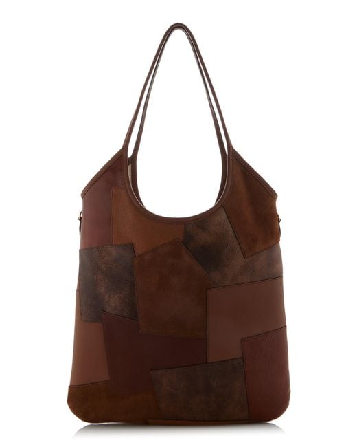 Miu Miu Brown Ivy Patchwork Leather Tote Bag