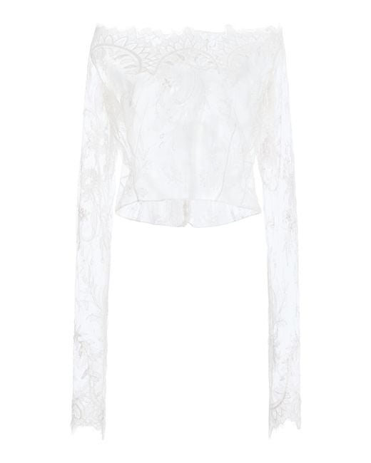 Wiederhoeft White Embroidered Vienna Lace Top