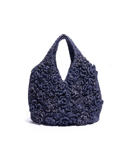 Emm Kuo Blue Pampelonne Raffia Tote Bag