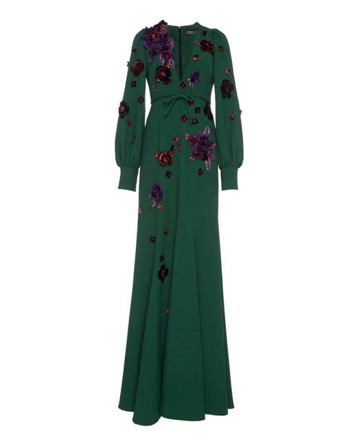 Andrew Gn Green V-neck Gown