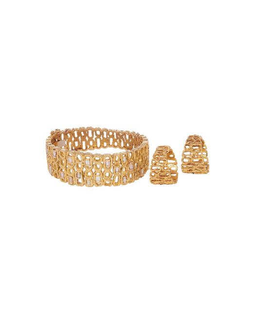 Mahnaz Collection Metallic 18K A 1960S Demi-Parure Comprised Of Earrings And Matching Bracelet