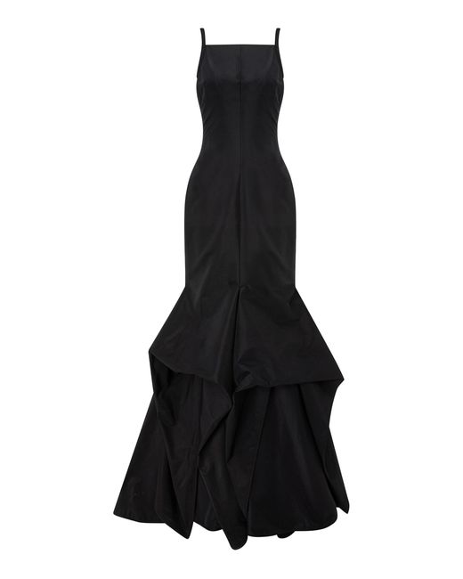 Marmar Halim Black Fish-Cut Taffeta Mermaid Maxi Dress